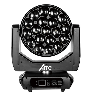 DMX512 الإضاءة المسرحية DJ إضاءة المعدات 19*20W Bee Eye Zoom Headlights متحركة لمسرح الحدث حفلات الزفاف