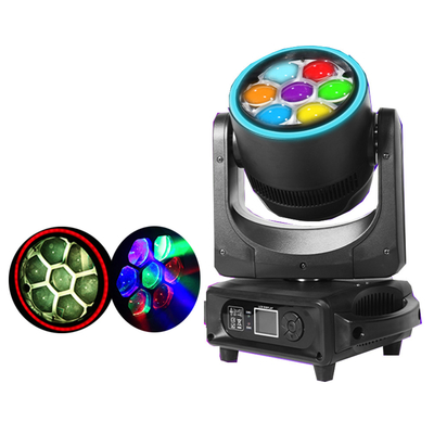 7PCS 40W RGBW 4 In1 LED Zoom Bee Eye Moving Head Light مع الضوء المساعد DJ Disco Stage Party Light